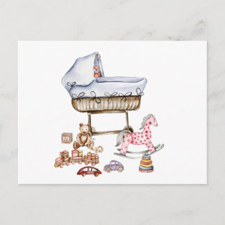 Zusammensetzung von Babyspielzeug und Teddybär Postkarte