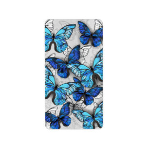 Zusammensetzung von White und Blue Butterflies Adressaufkleber