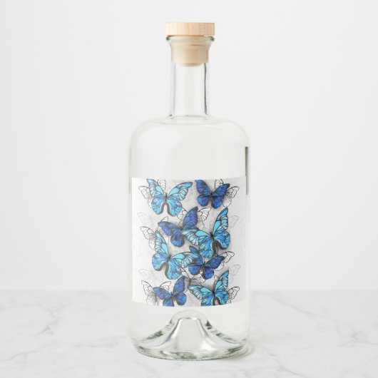 Zusammensetzung von White und Blue Butterflies Alkoholflaschenetikett (Vorderseite)