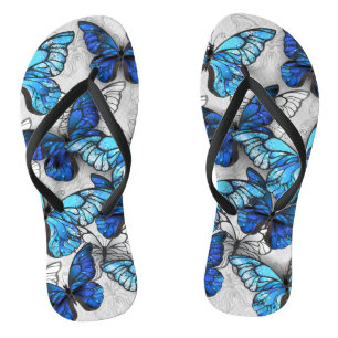 Zusammensetzung von White und Blue Butterflies Badesandalen