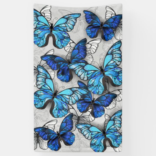 Zusammensetzung von White und Blue Butterflies Banner (Vertikal)