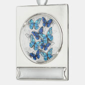 Zusammensetzung von White und Blue Butterflies Banner-Ornament Silber (Links)