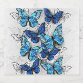 Zusammensetzung von White und Blue Butterflies Bierflaschenetikett (Einzelnes Label)