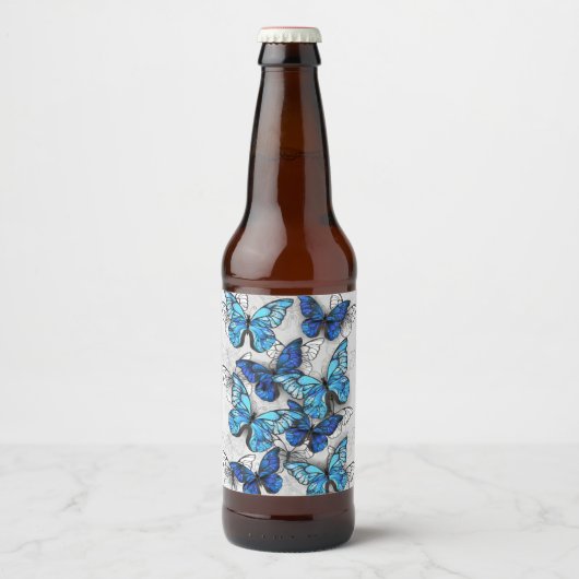 Zusammensetzung von White und Blue Butterflies Bierflaschenetikett (Vorderseite)