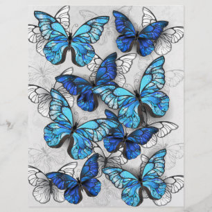 Zusammensetzung von White und Blue Butterflies Briefbogen