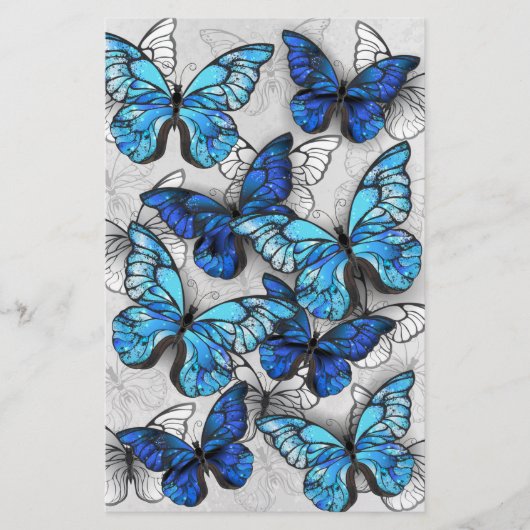 Zusammensetzung von White und Blue Butterflies Briefpapier (Vorderseite)
