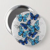 Zusammensetzung von White und Blue Butterflies Button (Vorne & Hinten)