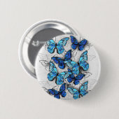 Zusammensetzung von White und Blue Butterflies Button (Vorne & Hinten)
