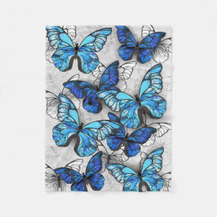 Zusammensetzung von White und Blue Butterflies Fleecedecke