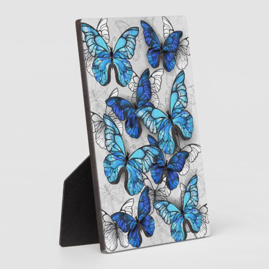 Zusammensetzung von White und Blue Butterflies Fotoplatte (Seite)