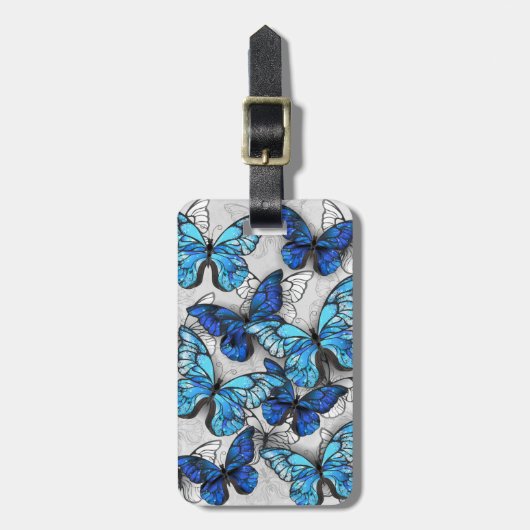Zusammensetzung von White und Blue Butterflies Gepäckanhänger (Vorderseite vertikal)