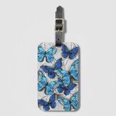 Zusammensetzung von White und Blue Butterflies Gepäckanhänger (Vorderseite Vertikal)