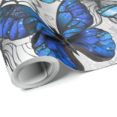Zusammensetzung von White und Blue Butterflies Geschenkpapier (Rolleneckpunkt)