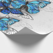 Zusammensetzung von White und Blue Butterflies Geschenkpapier (Ecke)