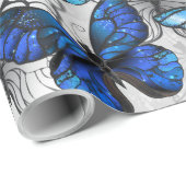Zusammensetzung von White und Blue Butterflies Geschenkpapier (Rolleneckpunkt)