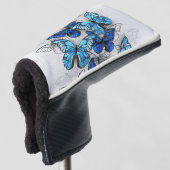 Zusammensetzung von White und Blue Butterflies Golf Headcover (3/4 Vorderseite)