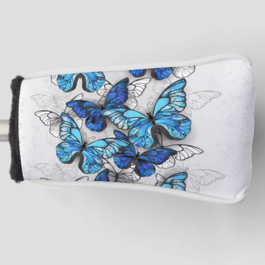Zusammensetzung von White und Blue Butterflies Golf Headcover (Vorderseite)