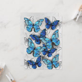 Zusammensetzung von White und Blue Butterflies Karte (Vorderseite/Rückseite Beispiel)