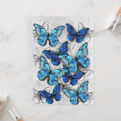 Zusammensetzung von White und Blue Butterflies Karte (Vorderseite/Rückseite Beispiel)