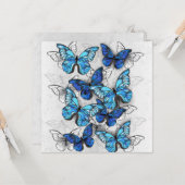 Zusammensetzung von White und Blue Butterflies Karte (Vorderseite/Rückseite Beispiel)