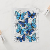 Zusammensetzung von White und Blue Butterflies Karte (Vorderseite/Rückseite Beispiel)
