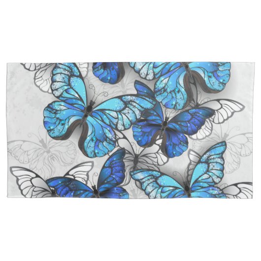 Zusammensetzung von White und Blue Butterflies Kissenbezug (Vorderseite-Links)