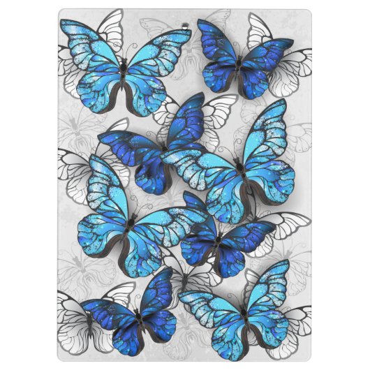 Zusammensetzung von White und Blue Butterflies Klemmbrett (Rückseite)