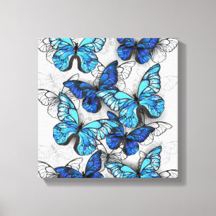 Zusammensetzung von White und Blue Butterflies Leinwanddruck