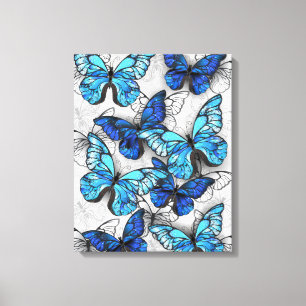 Zusammensetzung von White und Blue Butterflies Leinwanddruck