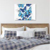Zusammensetzung von White und Blue Butterflies Leinwanddruck (Insitu (Schlafzimmer))