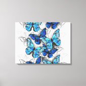 Zusammensetzung von White und Blue Butterflies Leinwanddruck (Vorderseite)