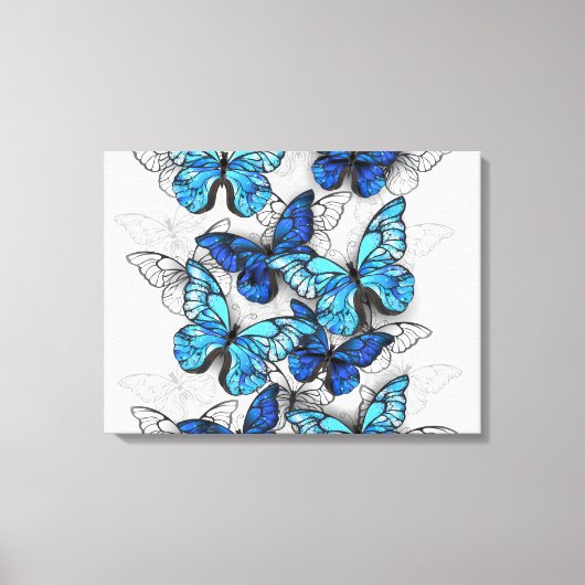 Zusammensetzung von White und Blue Butterflies Leinwanddruck (Vorderseite)