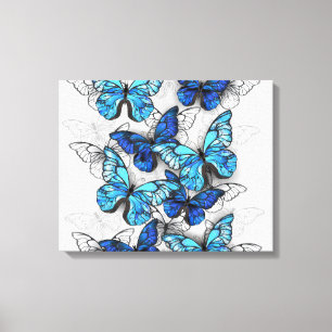 Zusammensetzung von White und Blue Butterflies Leinwanddruck