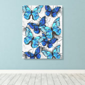Zusammensetzung von White und Blue Butterflies Leinwanddruck (Insitu (Holzboden))