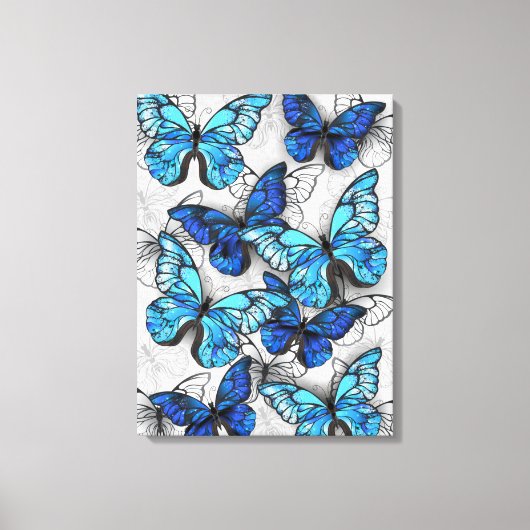 Zusammensetzung von White und Blue Butterflies Leinwanddruck (Vorderseite)