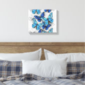 Zusammensetzung von White und Blue Butterflies Leinwanddruck (Insitu (Schlafzimmer))