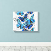 Zusammensetzung von White und Blue Butterflies Leinwanddruck (Insitu (Holzboden))