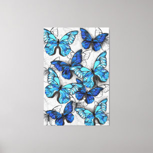 Zusammensetzung von White und Blue Butterflies Leinwanddruck
