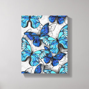 Zusammensetzung von White und Blue Butterflies Leinwanddruck