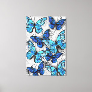 Zusammensetzung von White und Blue Butterflies Leinwanddruck