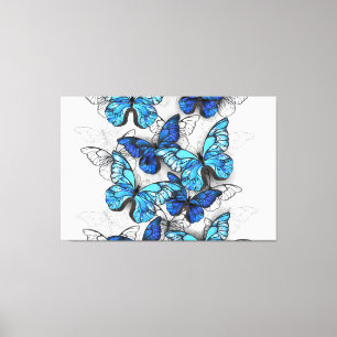 Zusammensetzung von White und Blue Butterflies Leinwanddruck