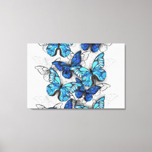 Zusammensetzung von White und Blue Butterflies Leinwanddruck