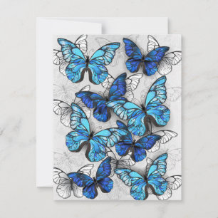 Zusammensetzung von White und Blue Butterflies Mitteilungskarte