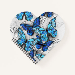 Zusammensetzung von White und Blue Butterflies Notizblock