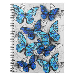 Zusammensetzung von White und Blue Butterflies Notizblock