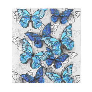 Zusammensetzung von White und Blue Butterflies Notizblock