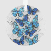 Zusammensetzung von White und Blue Butterflies Ornament (Rückseite)