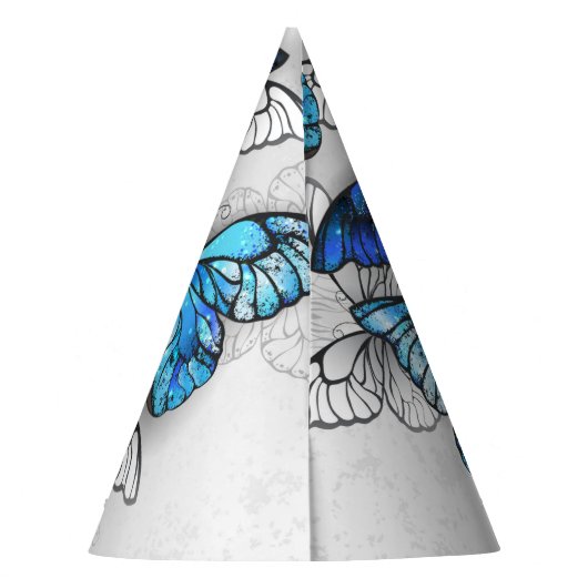 Zusammensetzung von White und Blue Butterflies Partyhütchen (Rückseite)