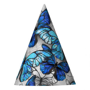 Zusammensetzung von White und Blue Butterflies Partyhütchen