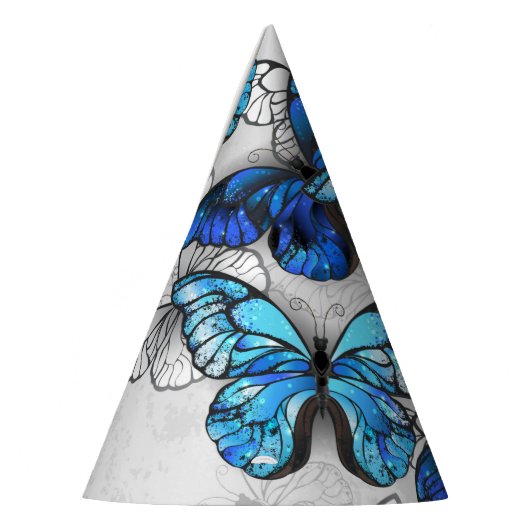 Zusammensetzung von White und Blue Butterflies Partyhütchen (Links)